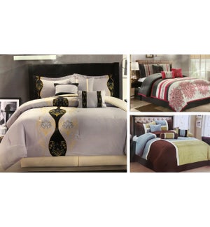 7PC -QUEEN SIZE COMFORTER SET - 5SETS /BOX OF EACH DESIGN - MULTIPLE DESIGNS ARE AVAILABLE